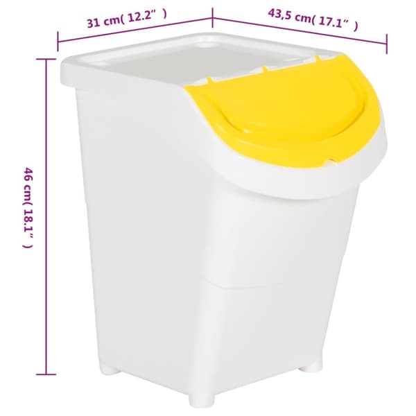 Stapelbara soptunnor med lock 3 st vit PP 120 L