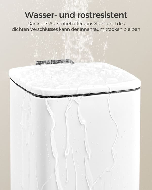 Rootz White Cosmetic Bin - Meikkisäiliö - Kylpyhuoneen roskakori - Teräksinen ulkosäiliö - PP Muovinen sisäsäiliö - ABS-muovipohja - 23,9 cm x 19,3 cm