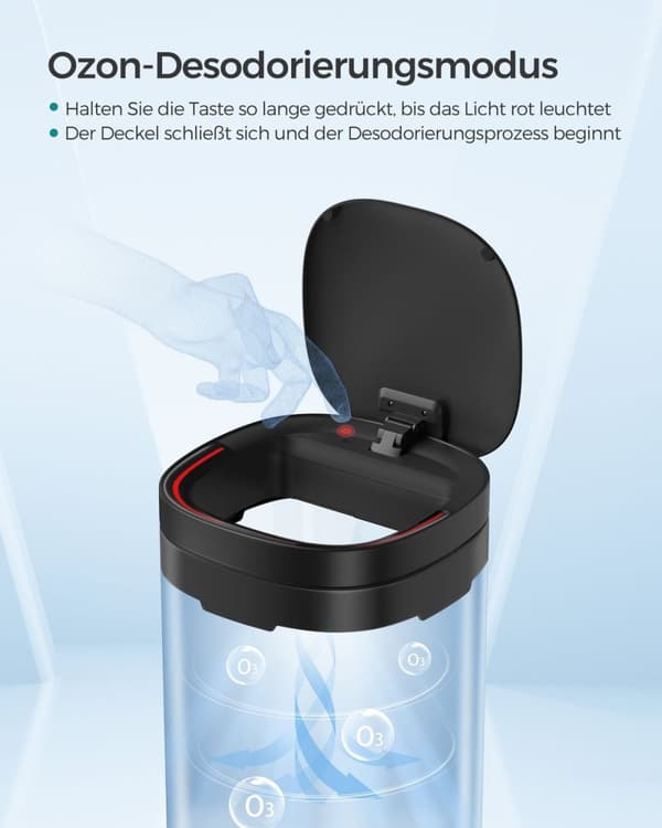Rootz Sensor Roskakori - Roskakori - Automaattinen jäteastia - Teräsrakenne - Tilavuus 50 litraa - 30 cm x 30 cm x 74,6 cm - Musta - 3,5 kg - Hands-fr