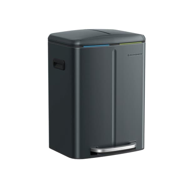 Rootz Grey Steel Cake Bin - Papperskorgen - Avfallsbehållare - Fotpedal - Innerhink av PP-plast - 44,4 cm x 40,8 cm x 60,2 cm - 19 cm x 28,5 cm x 50 c