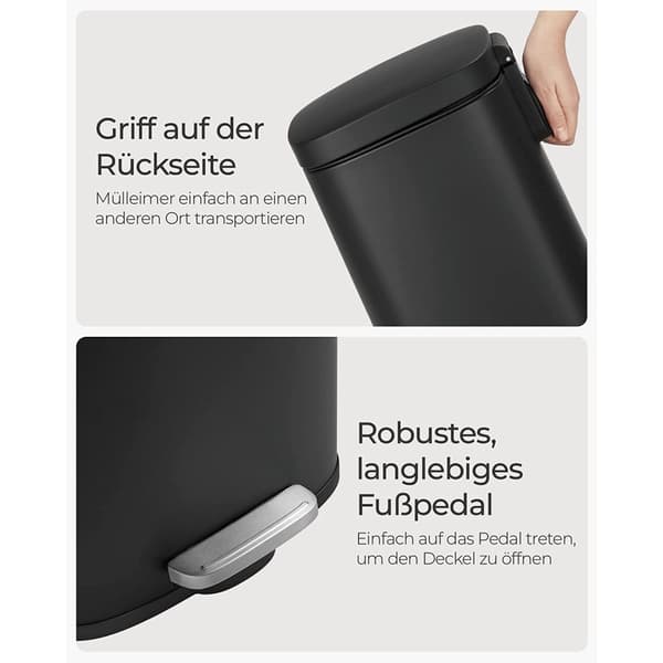 Rootz 30L pedal skraldespand - Skraldespand - Affaldsspand - Lufttæt forsegling - Hygiejnisk - Hvalpesikker - Børnesikker - Stål og plastik - 35 cm x