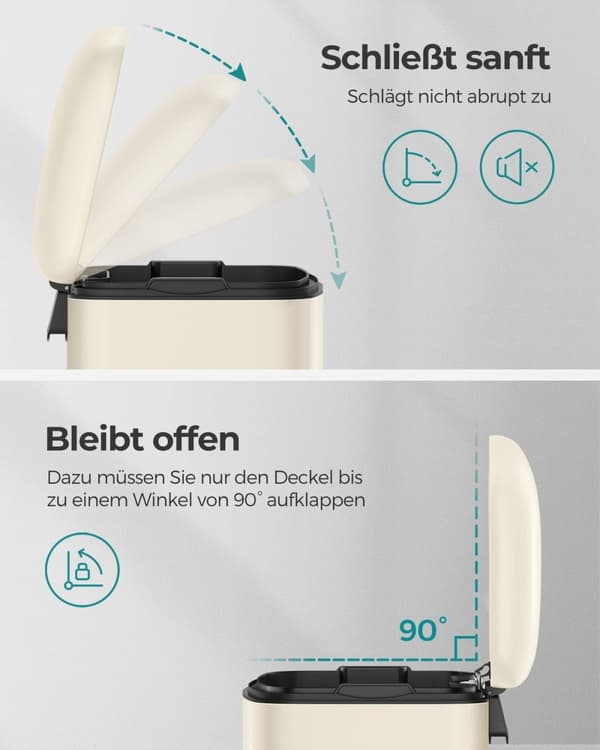 Rootz 30 liters papperskorg med pedal - Soft Close - Avfallsbehållare - Återvinningsbehållare - Hygienisk - Kompakt design - Stålkonstruktion - 34cm x