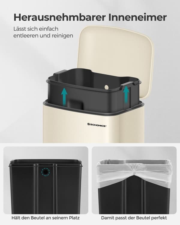 Rootz 30 liters papperskorg med pedal - Soft Close - Avfallsbehållare - Återvinningsbehållare - Hygienisk - Kompakt design - Stålkonstruktion - 34cm x