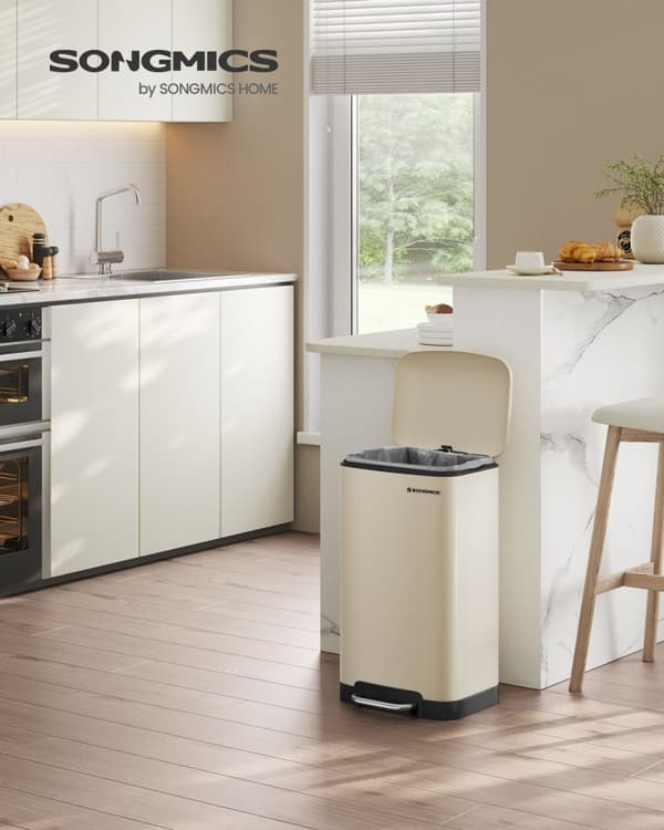 Rootz 30 liters papperskorg med pedal - Soft Close - Avfallsbehållare - Återvinningsbehållare - Hygienisk - Kompakt design - Stålkonstruktion - 34cm x