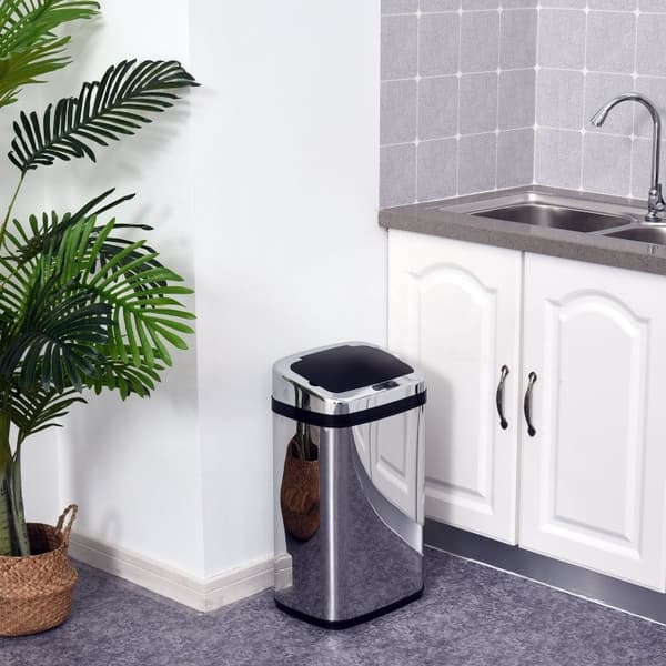 Rootz rostfritt stål Automatisk sensor soptunna - Beröringsfri papperskorg - Hygienisk avfallsbehållare - 30L kapacitet - Polerat rostfritt stål - 33c
