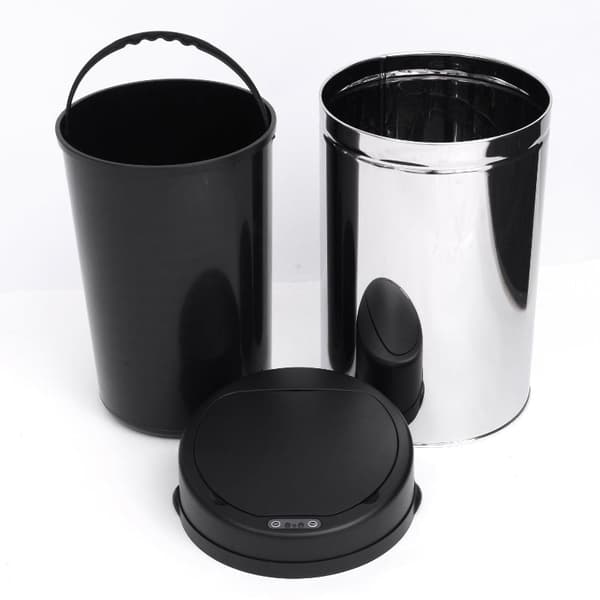 Rootz Rostfritt stål Automatisk sensor soptunna - Beröringsfri papperskorg - Rörelsesensor - Hygienisk - Bekväm - Snygg - Ø30,5 x H51,5 cm