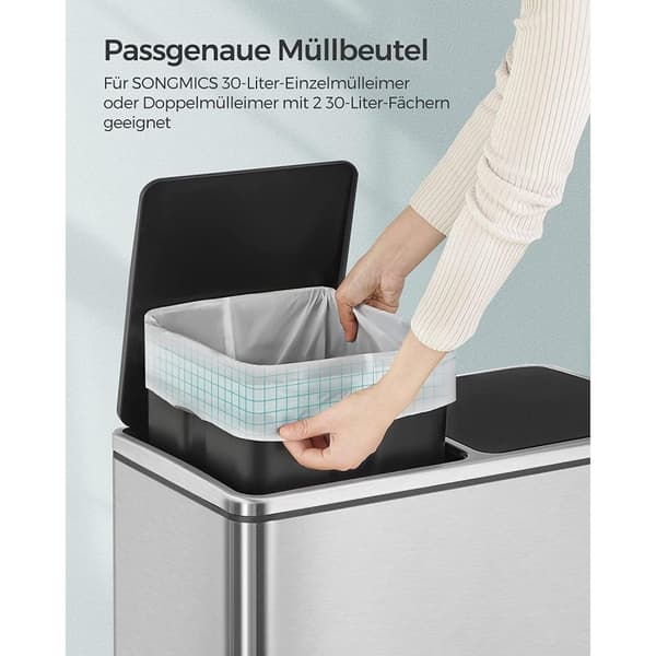 Rootz 4 Pack Valkoiset muovimusliinipussit - Uudelleenkäytettävät säilytyspussit - Ympäristöystävälliset säiliöt - 30 litran tilavuus - 74 cm x 53 cm
