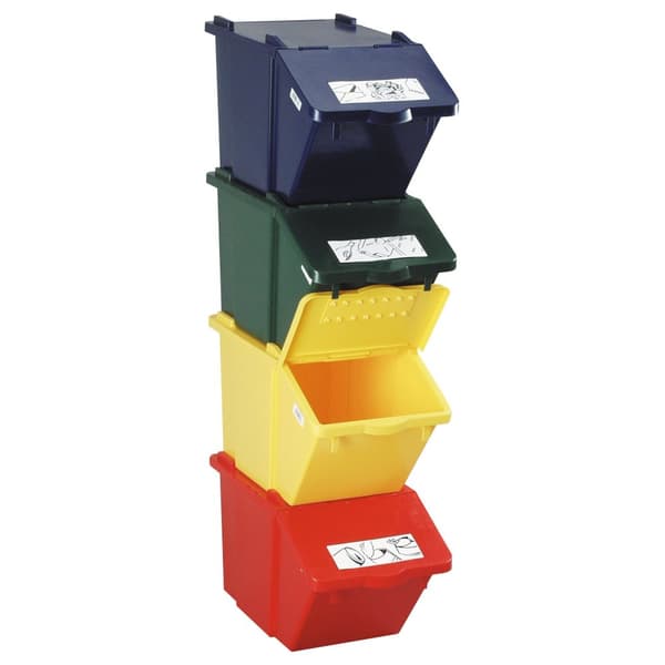 Dubbeldäckad sopsorteringsbehållare - röd, 45L