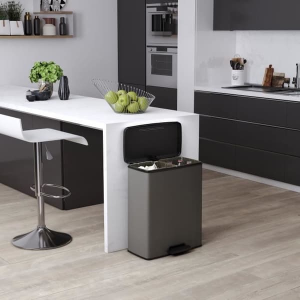 Duo rektangel papperskorg - DECO BIN - CURVER - 52L (26+26L) - 49 x 32 x 61 cm - Antracit