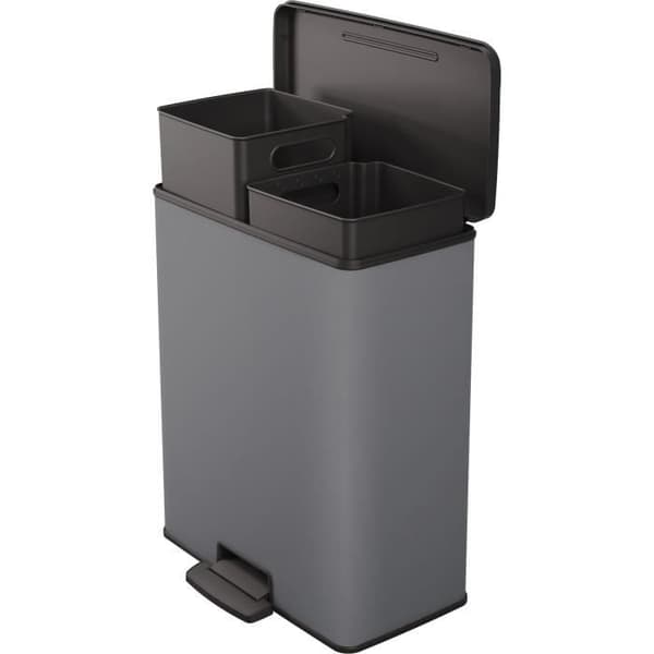 Duo rektangel papperskorg - DECO BIN - CURVER - 52L (26+26L) - 49 x 32 x 61 cm - Antracit