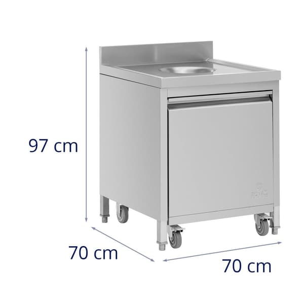 Royal Catering - Soptunna med rullcontainer - 50 l - Inkastöppning - Främre utdrag - Bakkant - Rostfritt stål