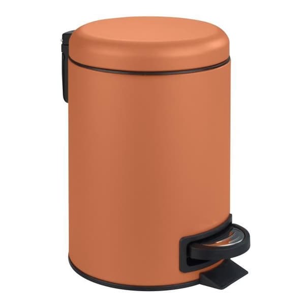 WENKO Leman Pedal Bin, Liten Badrum Bin, 3L Kapacitet, Stål, 17x25x22,5 cm, Matt Terracotta