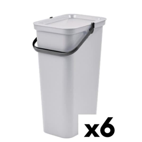 Avfallsbehållare Återvinning Tontarelli Moda 24 L Vit (6 antal)