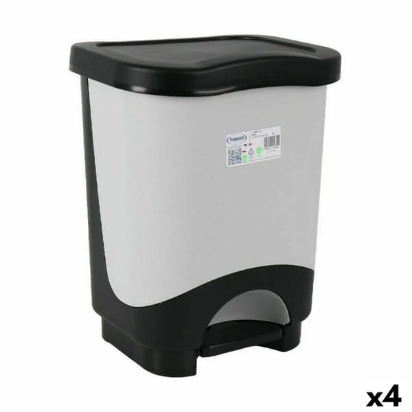 Sophink med pedal Tontarelli Idea 18 L Svart Grå 31,6 x 27,6 x 41 cm (4 antal)