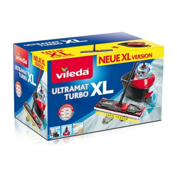 Mop with Bucket Vileda Ultramat Turbo XL Musta Punainen Mikrokuitu