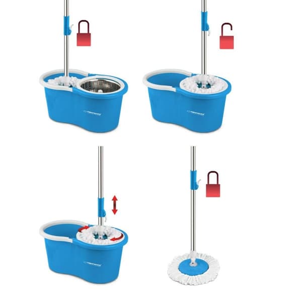 Mop with Bucket Esperanza EHS006 Sininen Valkoinen Mikrokuitu