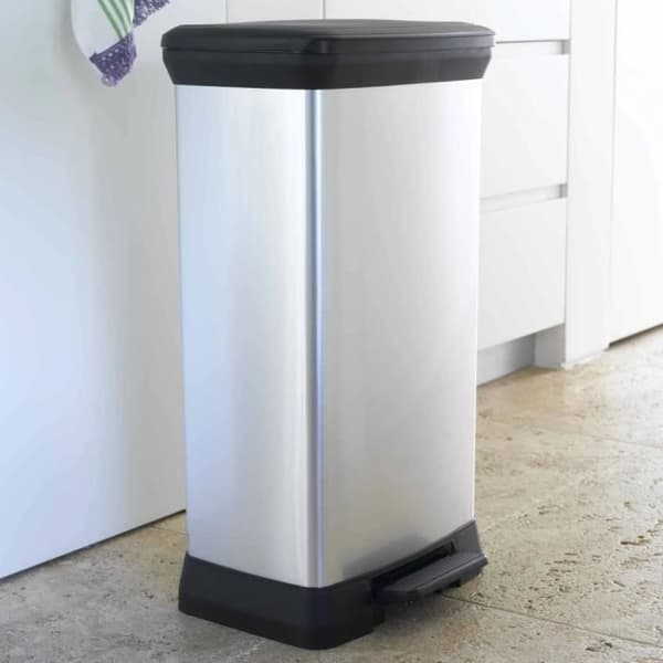 Curver Deco Rektangulär Pedal Bin 50 L Metallic Svart