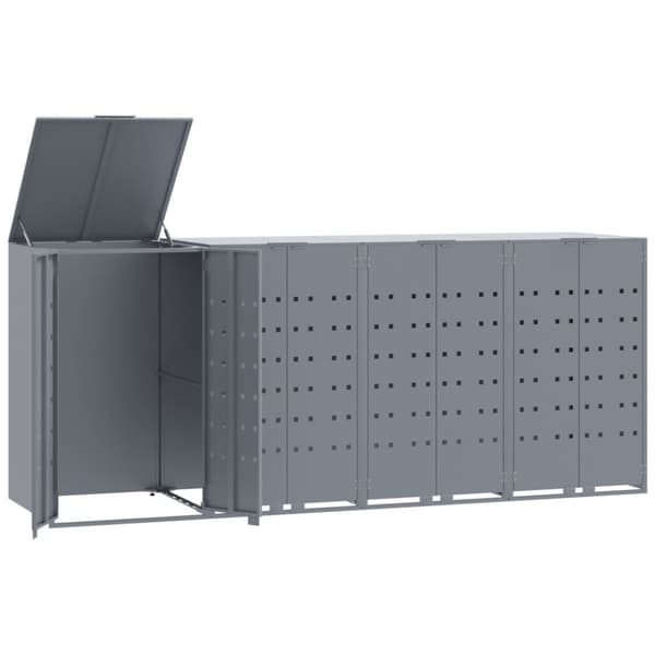 skraldespandsskjuler 276x79x117 cm 4 rum stål grå