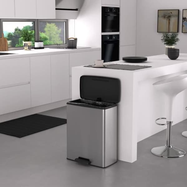 Rektangulär papperskorg - DECO BIN - CURVER - 65L - Modern design - 49 x 29 x 61 cm - Metallic grå