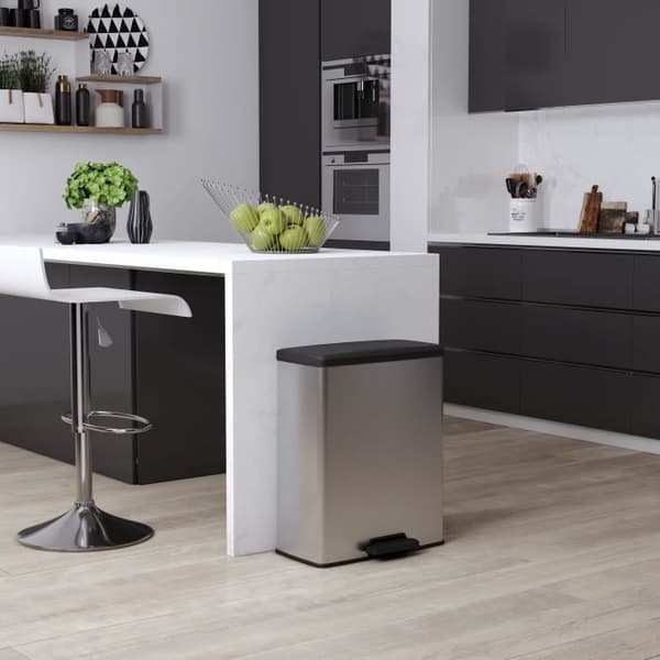 Rektangulär papperskorg - DECO BIN - CURVER - 65L - Modern design - 49 x 29 x 61 cm - Metallic grå