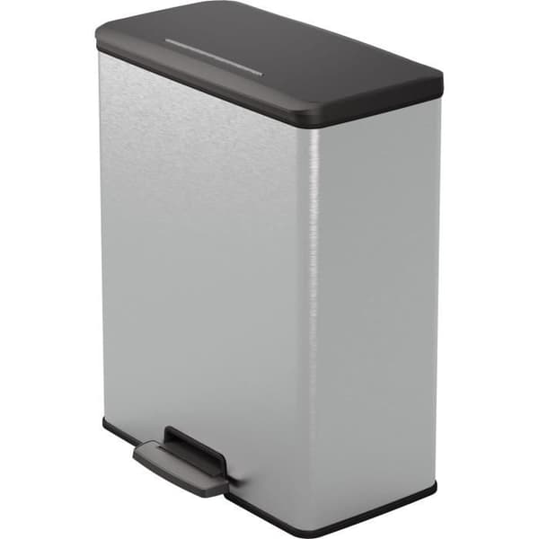 Rektangulär papperskorg - DECO BIN - CURVER - 65L - Modern design - 49 x 29 x 61 cm - Metallic grå
