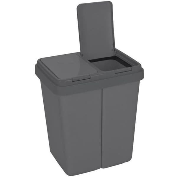 Ribelli Automatisk dubbelsoptunna Duo Plastkorg med lock Ca. 2 x 25 L antracit