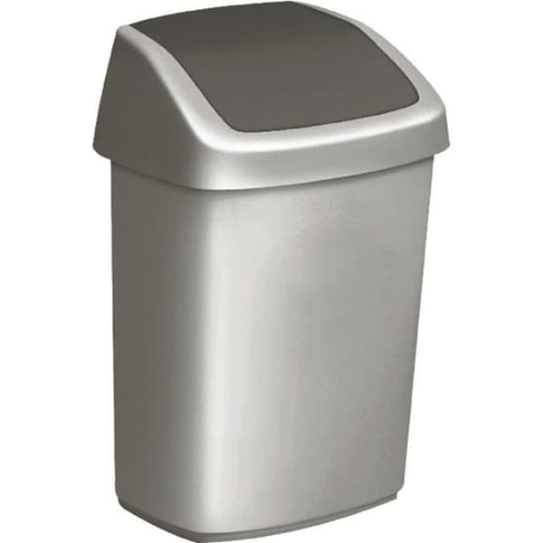 Swing bin i polypropen 50L silver och antracit