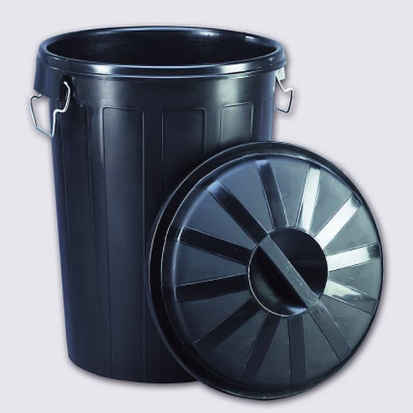 Universal affaldsbeholder med låg, rund, 70L, sort