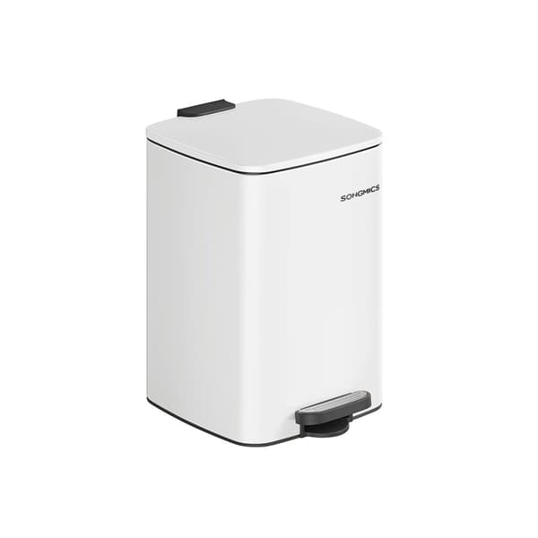Rootz White Step papperskorg - Stålkorg - PP-plastsoptunna - 20L Kapacitet - 34cm x 28,5cm x 40,4cm - Fotpedalkorg