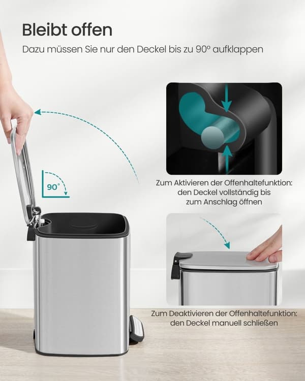 Rootz metallisk sølv kosmetikbeholder - Makeupbeholder - Stål ydre beholder - PP indre spand - ABS base - Stor 23,9 cm x 19,3 cm x 25,5 cm