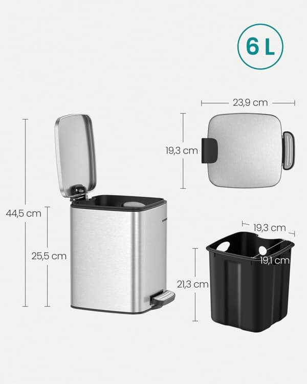 Rootz metallisk sølv kosmetikbeholder - Makeupbeholder - Stål ydre beholder - PP indre spand - ABS base - Stor 23,9 cm x 19,3 cm x 25,5 cm