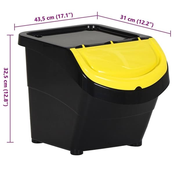 vidaXL Stapelbara soptunnor med lock 3 st svart PP 78 L