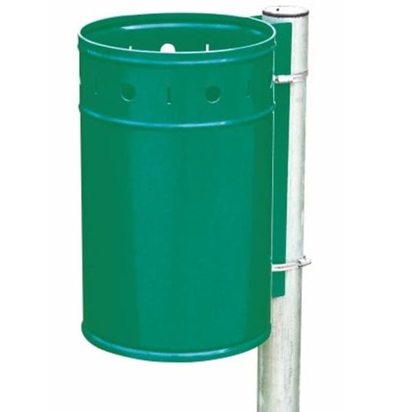 Stålsoptunna monterad på stolpe, 20L, grön