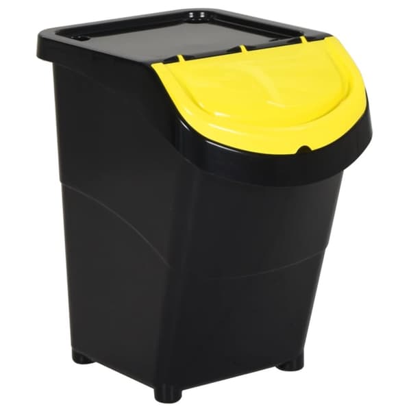 Stapelbara soptunnor med lock 3 st svart PP 120 L