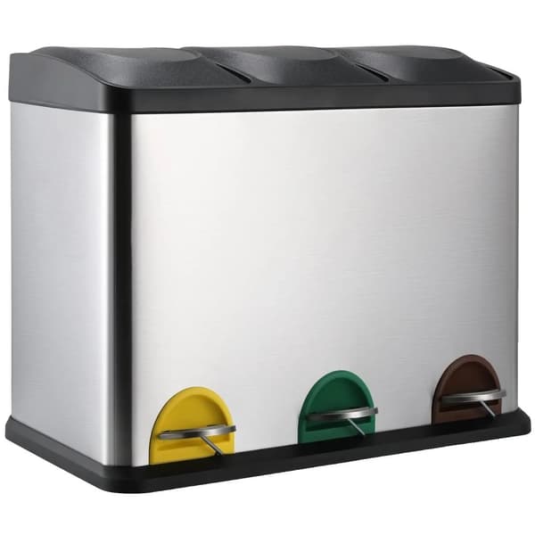 Affaldsbeholder, Miljøvenlig Metal Konstruktions, Tre Rum,sort, 3x 15L (45L)