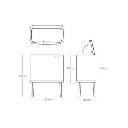 BRABANTIA Papperskorg Bo Touch Bin - 11 + 23 L - Vit