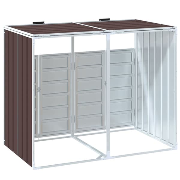 Soptunna för dubbla soptunnor brun 144x81x113 cm stål