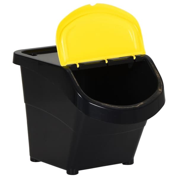 Stapelbara soptunnor med lock 3 st svart PP 78 L