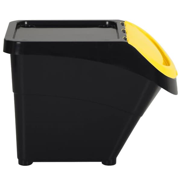 Stapelbara soptunnor med lock 3 st svart PP 78 L