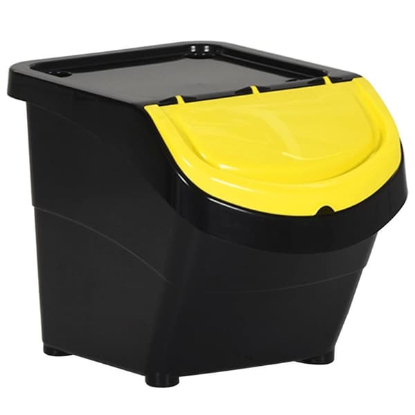 Stapelbara soptunnor med lock 3 st svart PP 78 L