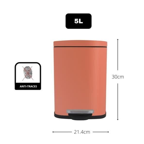 Spirella Pedal Bin Stål AKIRA 5L Terracotta Matt