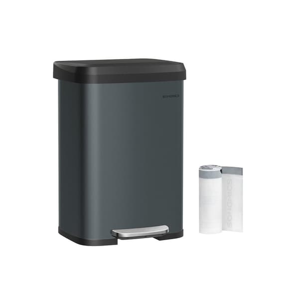 Rootz-keittiön roskakori kannella - antrasiitinharmaa-musta - teräskori - PP-muovi - 50 litraa - 40,4 cm x 38 cm x 58,5 cm - Jalkapoljin - 4,3 kg