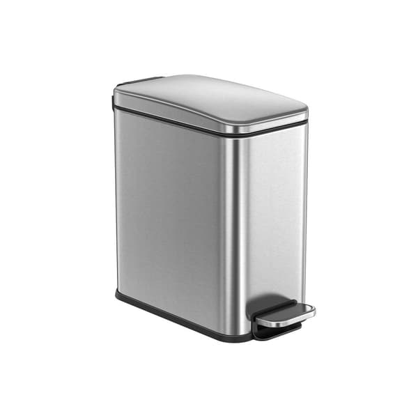 Rootz 5 liters kosmetikspand - Affaldskurv - Skraldespand - Stålmateriale - 29,9 cm x 14,4 cm x 29 cm - Sølvlåg - Indvendig spand af PP-plast