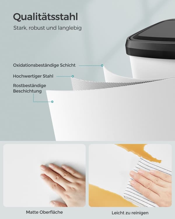 Køkken Prullen Box-50 liter-metal-hvid-sort låg