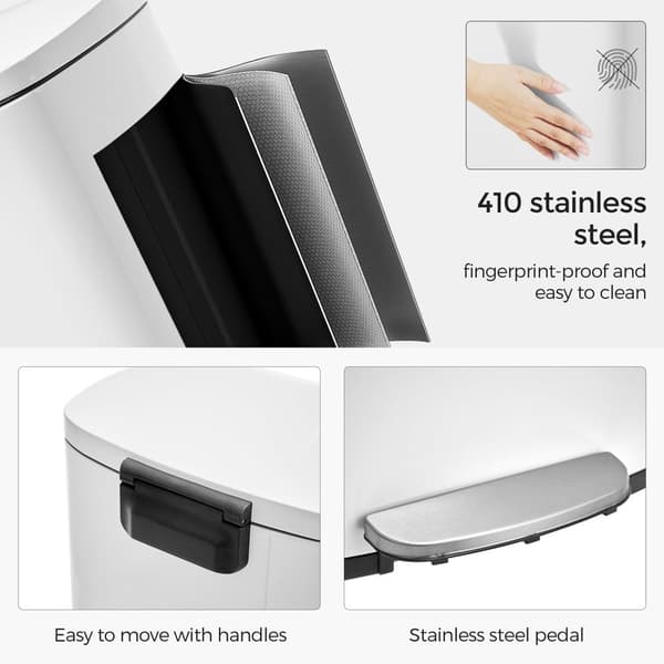 Skräp hink - stålpedalfack - 50 L - Softclose - med plast inner hink - svart
