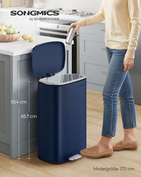 Trash - Kitchen - Foot Pedal - Steel - Blue