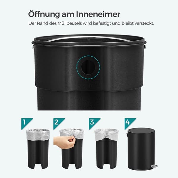 Kosmetisk container - Badrumstrumper - skräpburk - 3 liter - svart