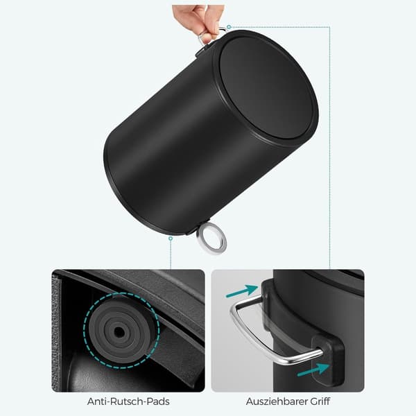Kosmetisk container - Badrumstrumper - skräpburk - 3 liter - svart