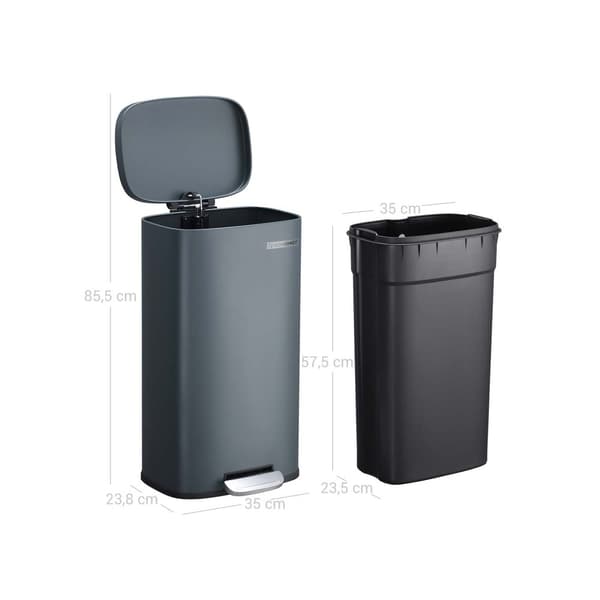 Avfallsbimmer - pedal bin - softclose - 30 l - rökgrå