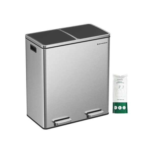 Skräpfack - 2 x 30 liter - med lock och inre hink - crème vit